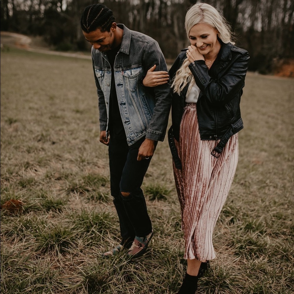 Crushed Velvet Blush Midi Skirt